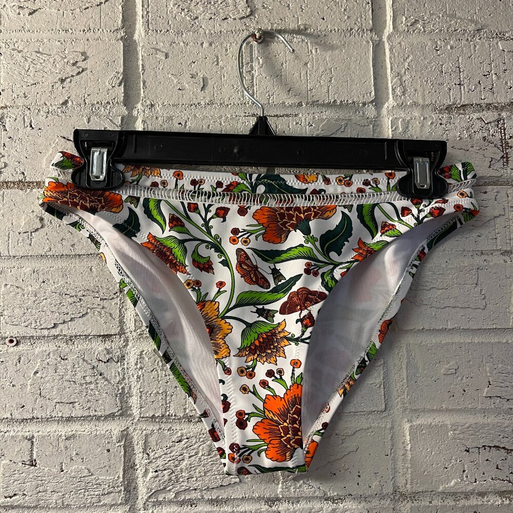 Vintage-Inspired Floral High-Cut Bikini Bottoms 🌿🔥 Aesthetic Y2K Summer Swim V